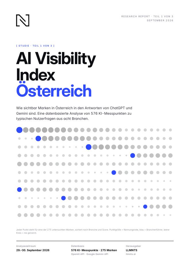 Cover of the AI Visibility Index Österreich 2026 report, Part 1 of 3