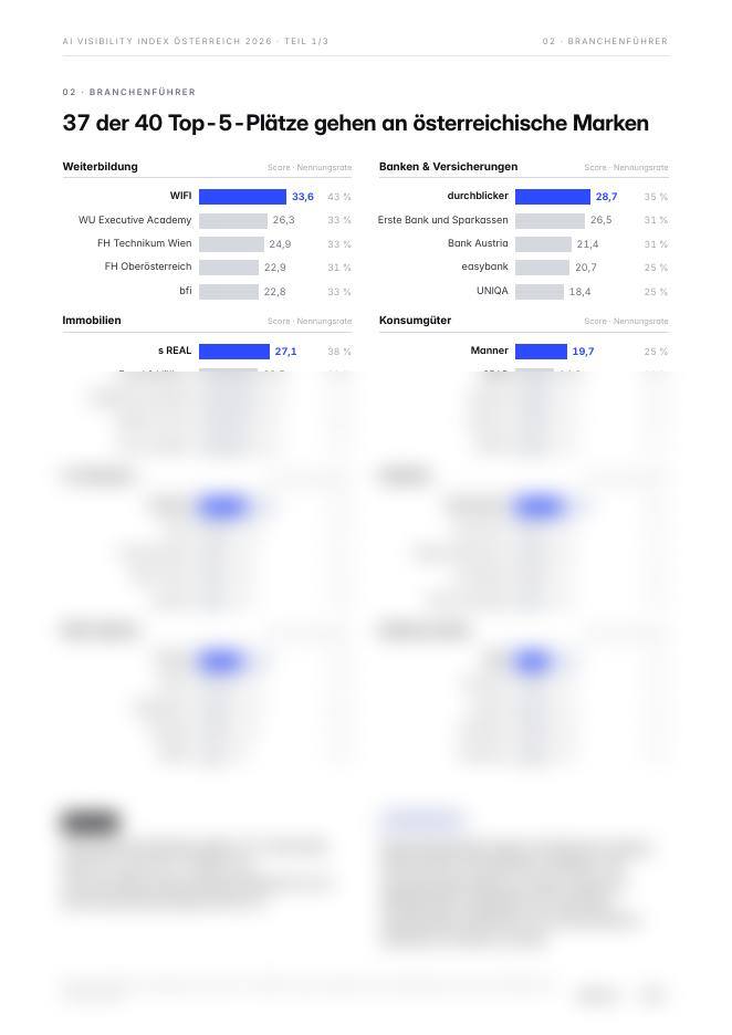 Preview page from the report showing the top-5 brands by industry, partly blurred